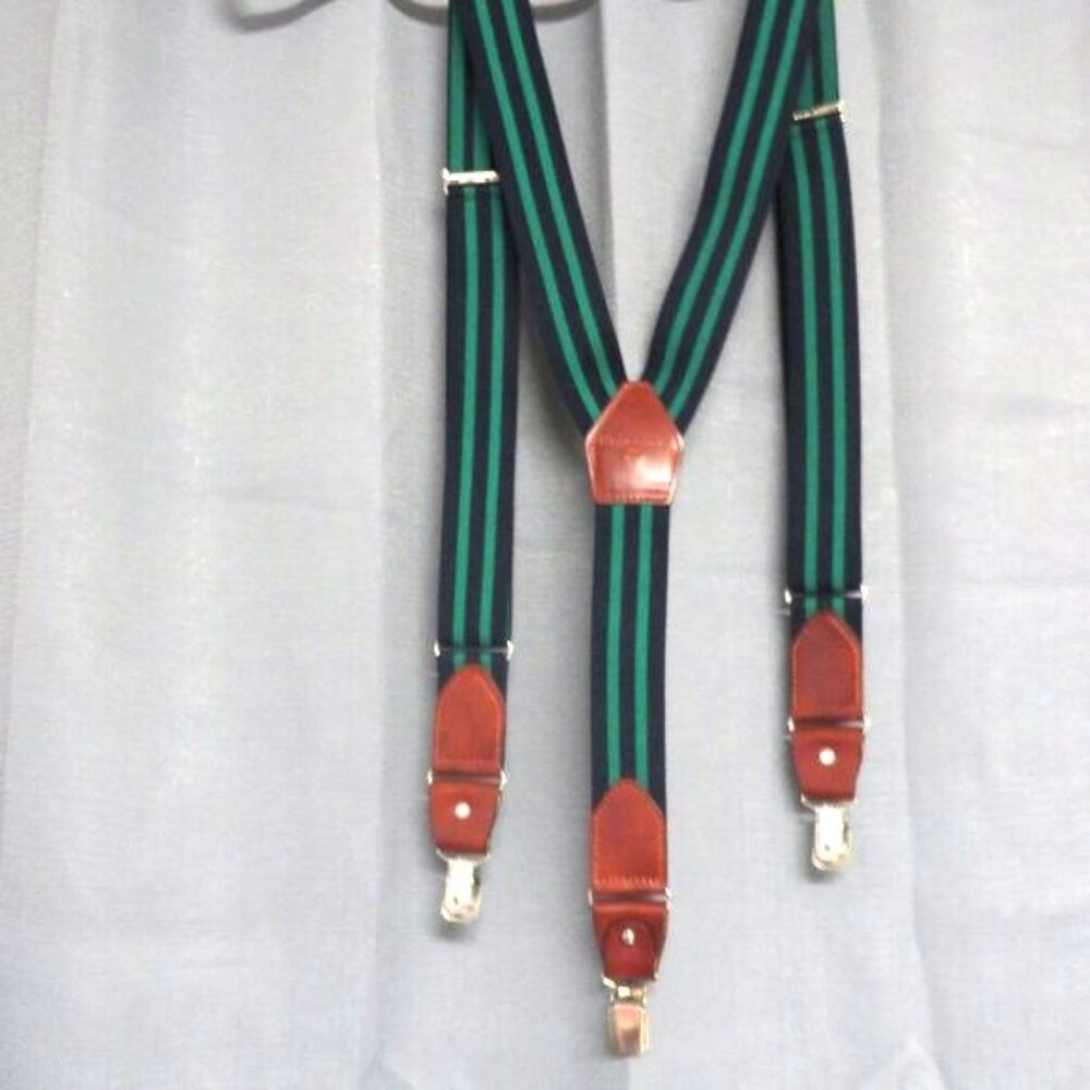 ❤️MAGNANNI GREEN / NAVY SUSPENDERS Made in Spain NWOT